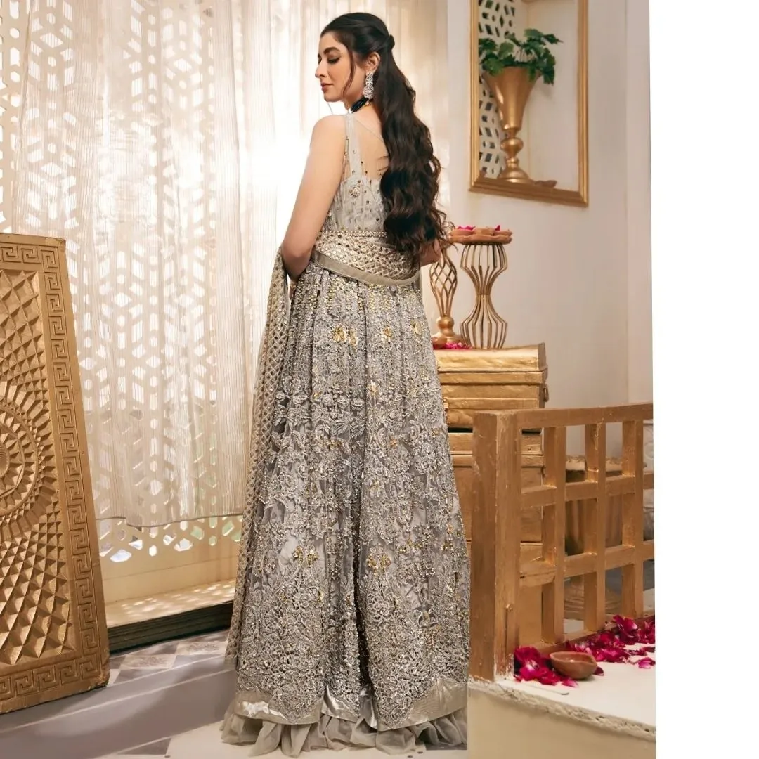Pakistani Bridal Dress in Embellished Pishwas Style