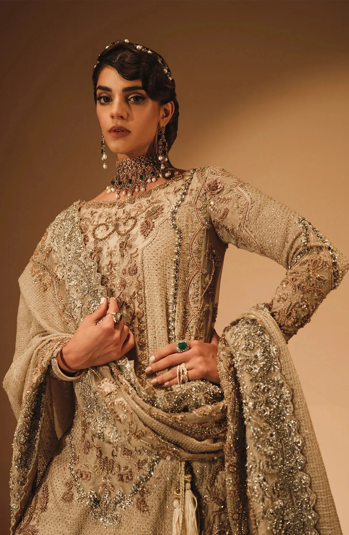 Pakistani Bridal Dress in Farshi Gharara Kameez Style