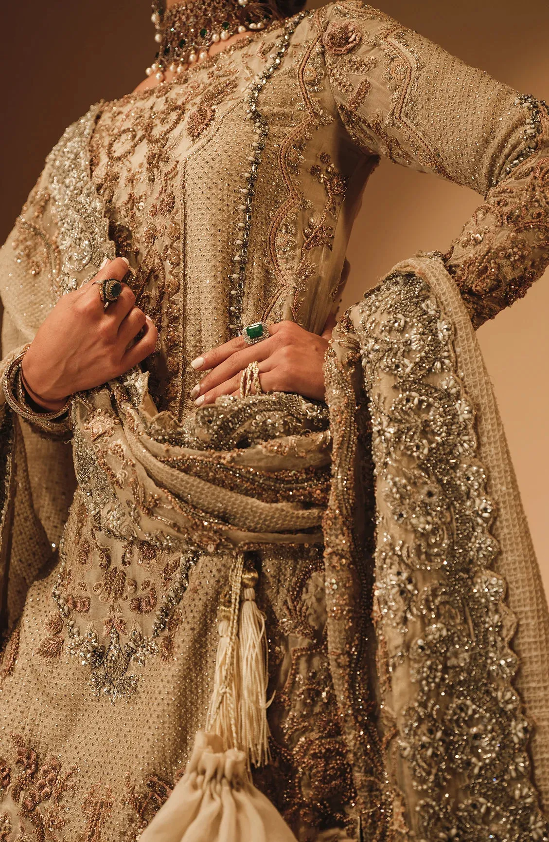 Pakistani Bridal Dress in Farshi Gharara Kameez Style