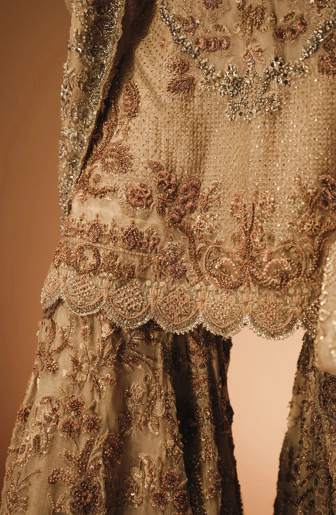 Pakistani Bridal Dress in Farshi Gharara Kameez Style