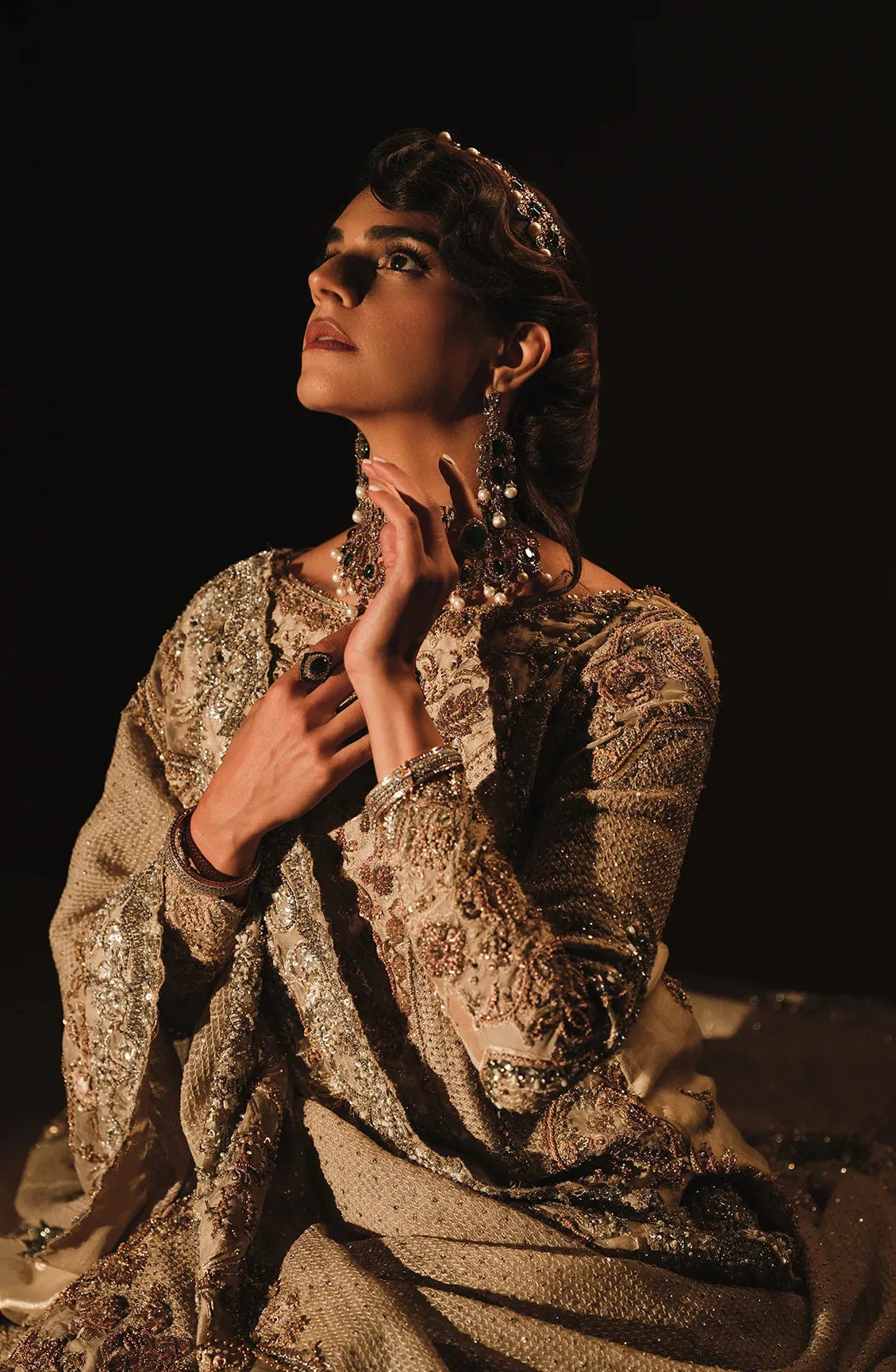 Pakistani Bridal Dress in Farshi Gharara Kameez Style