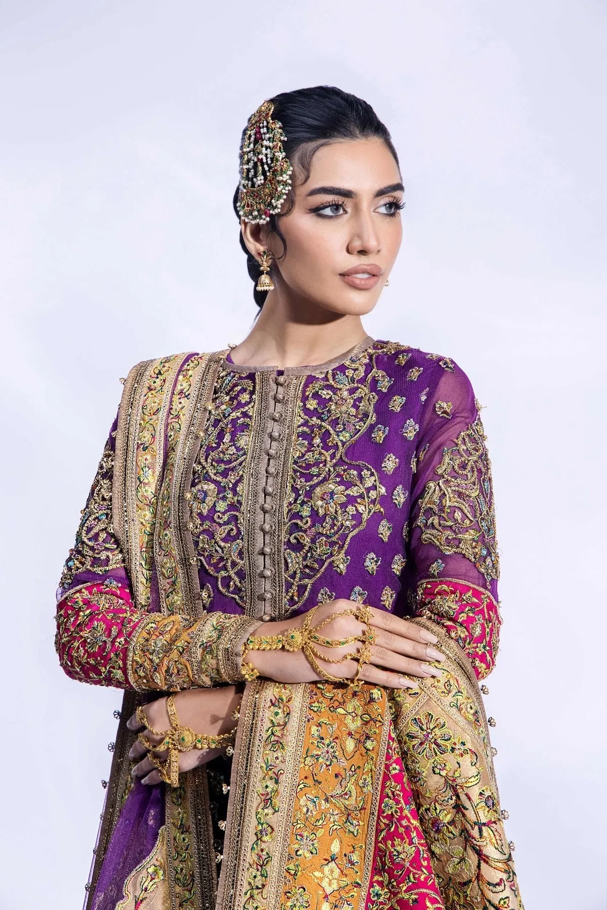 Pakistani Mehndi Dress in Jacket and Sharara Style