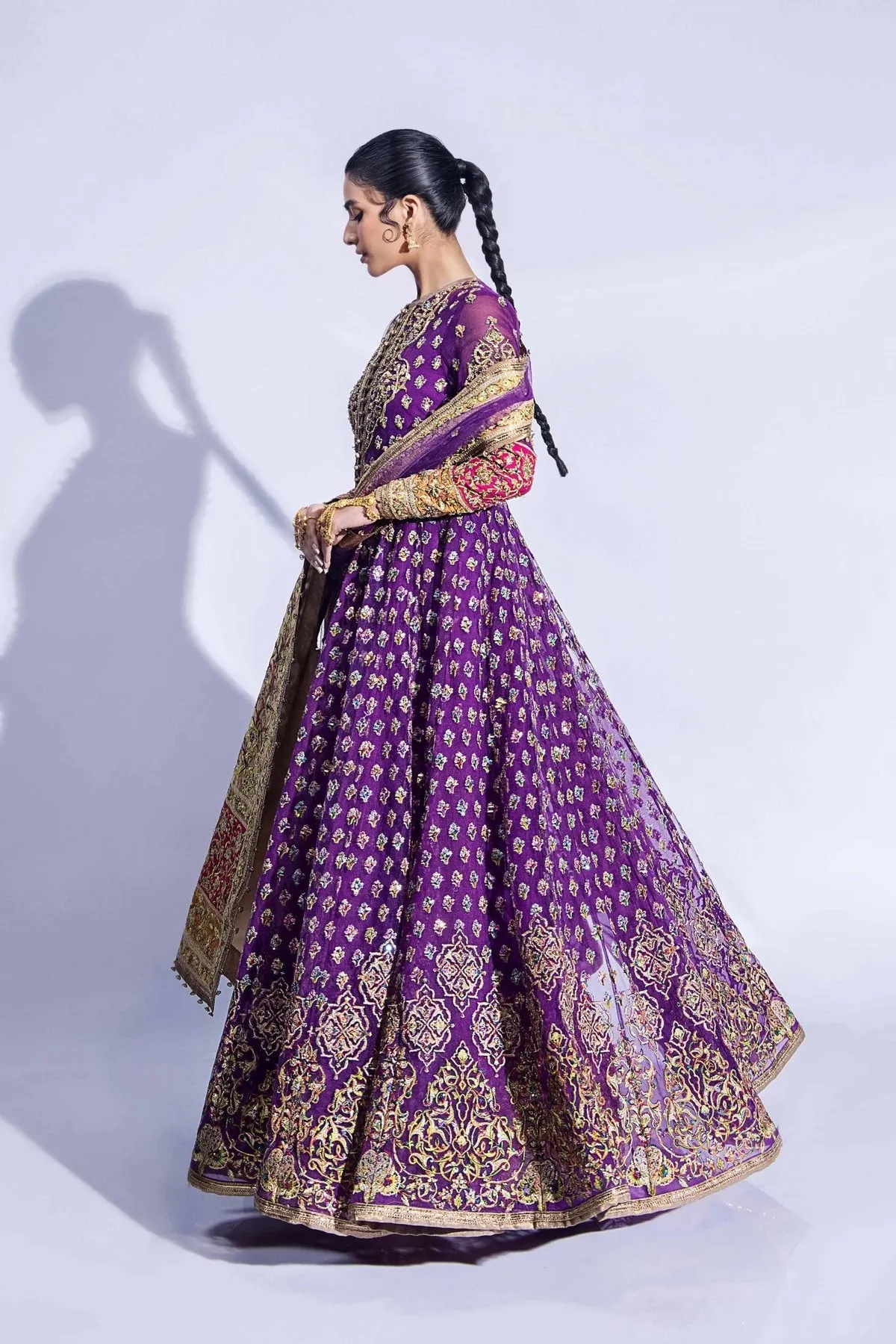 Pakistani Mehndi Dress in Jacket and Sharara Style