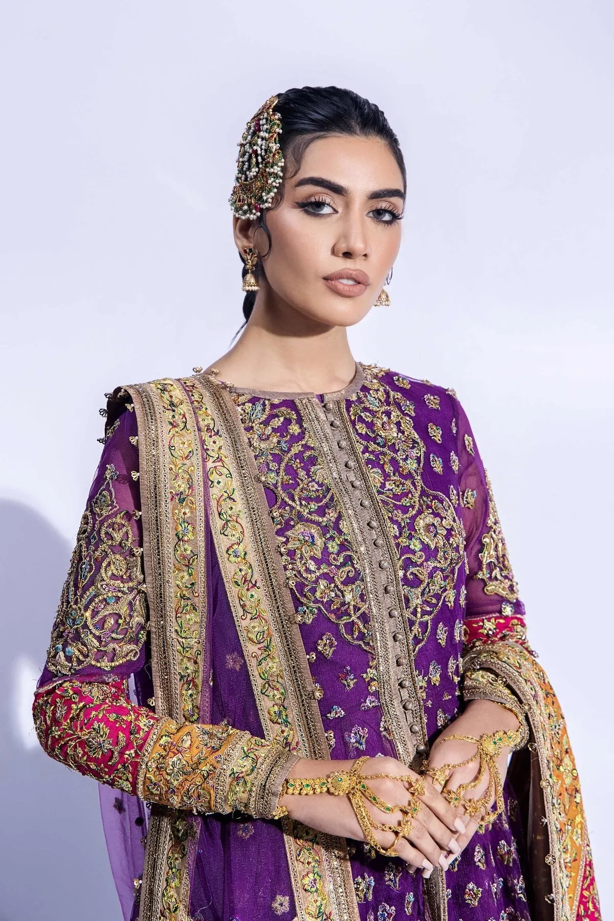 Pakistani Mehndi Dress in Jacket and Sharara Style