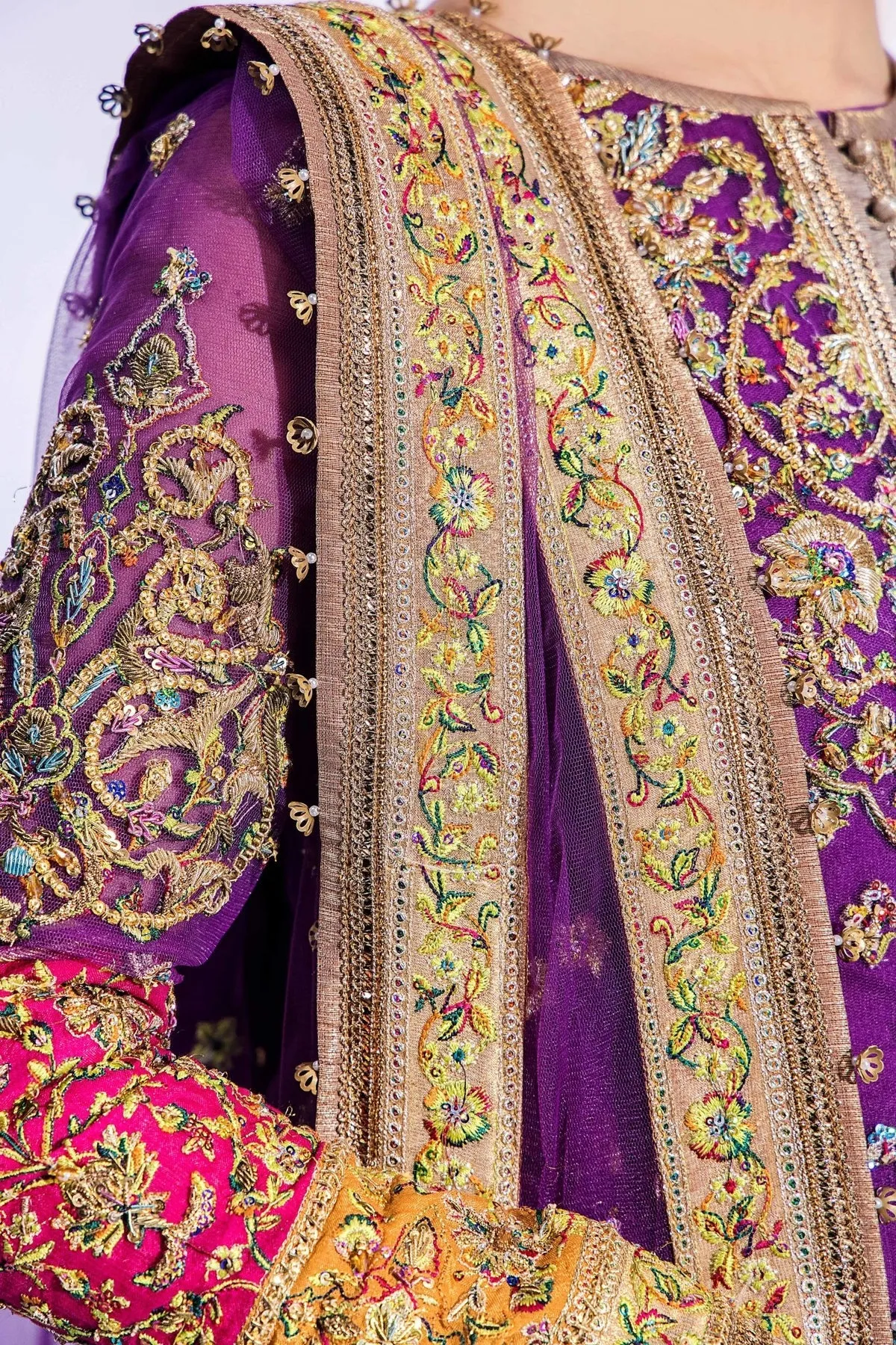 Pakistani Mehndi Dress in Jacket and Sharara Style