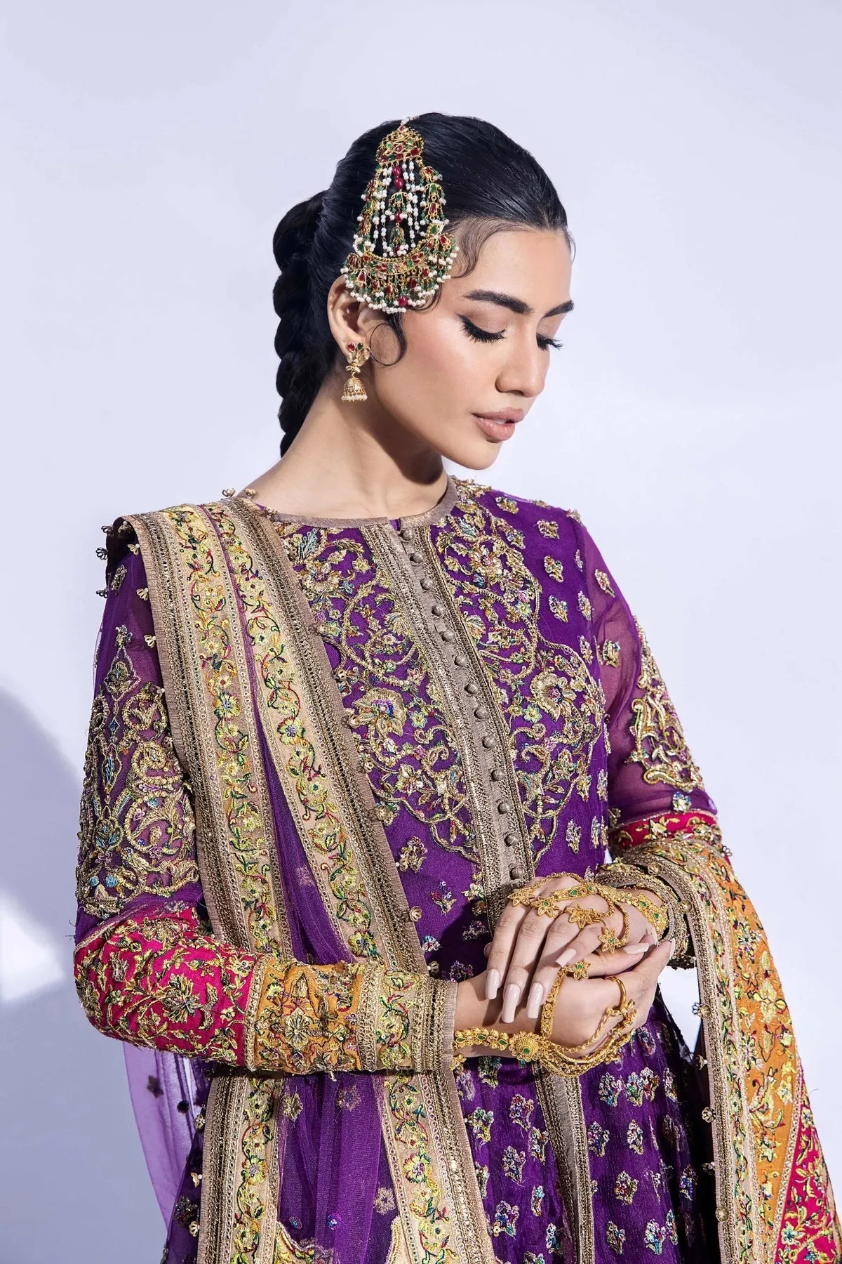 Pakistani Mehndi Dress in Jacket and Sharara Style