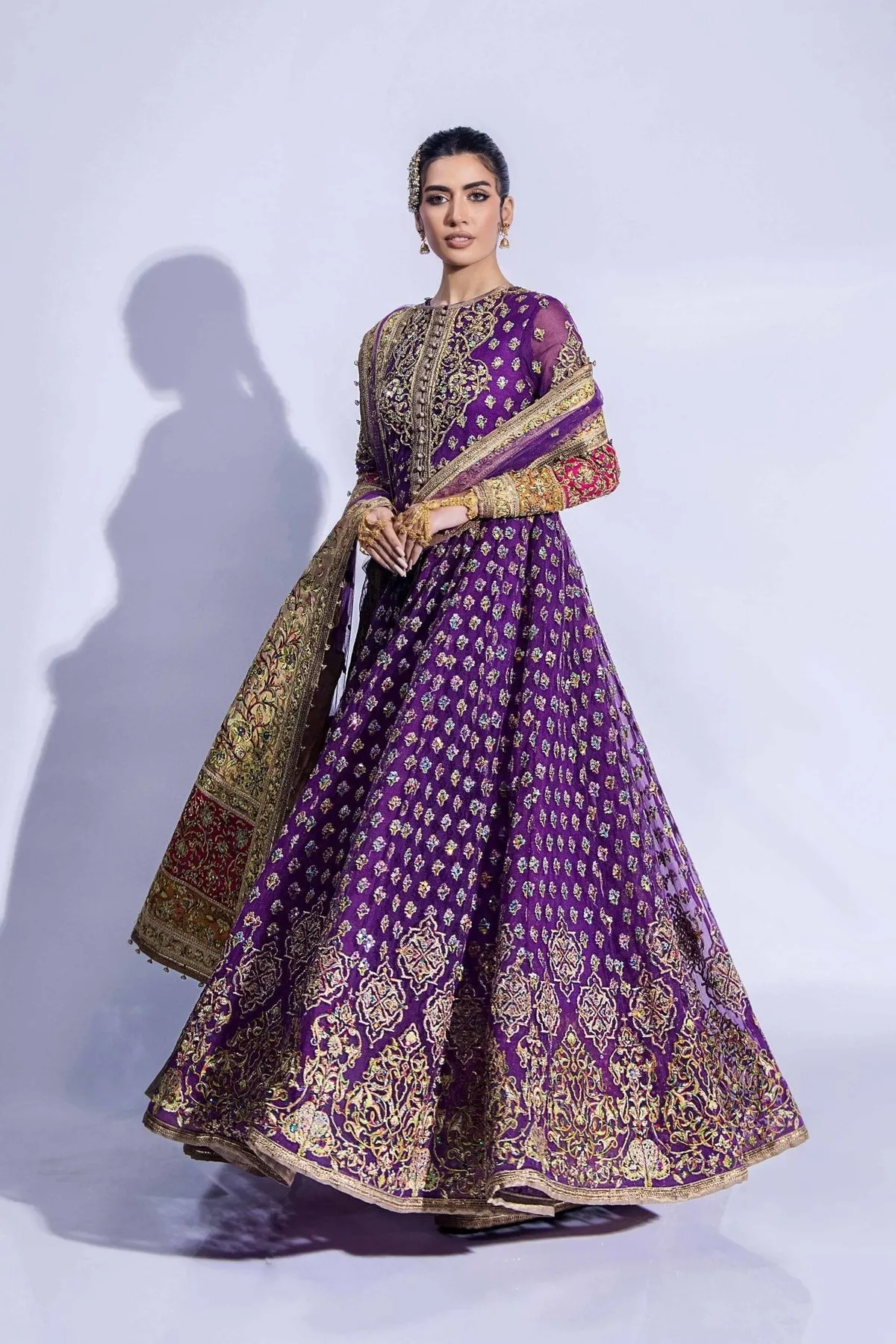 Pakistani Mehndi Dress in Jacket and Sharara Style