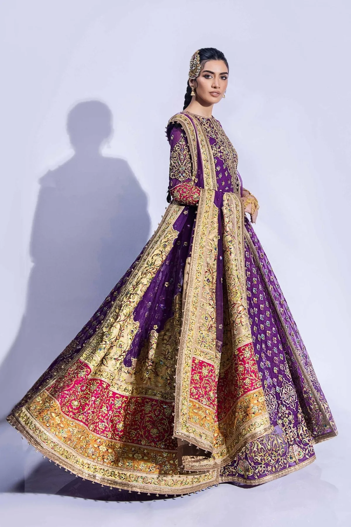 Pakistani Mehndi Dress in Jacket and Sharara Style