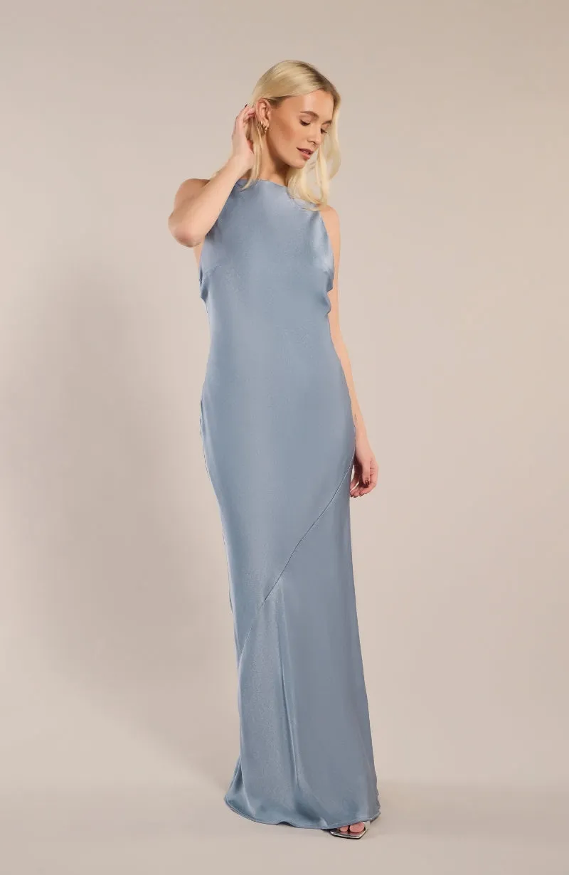 Paris Dress in Pale Blue Satin