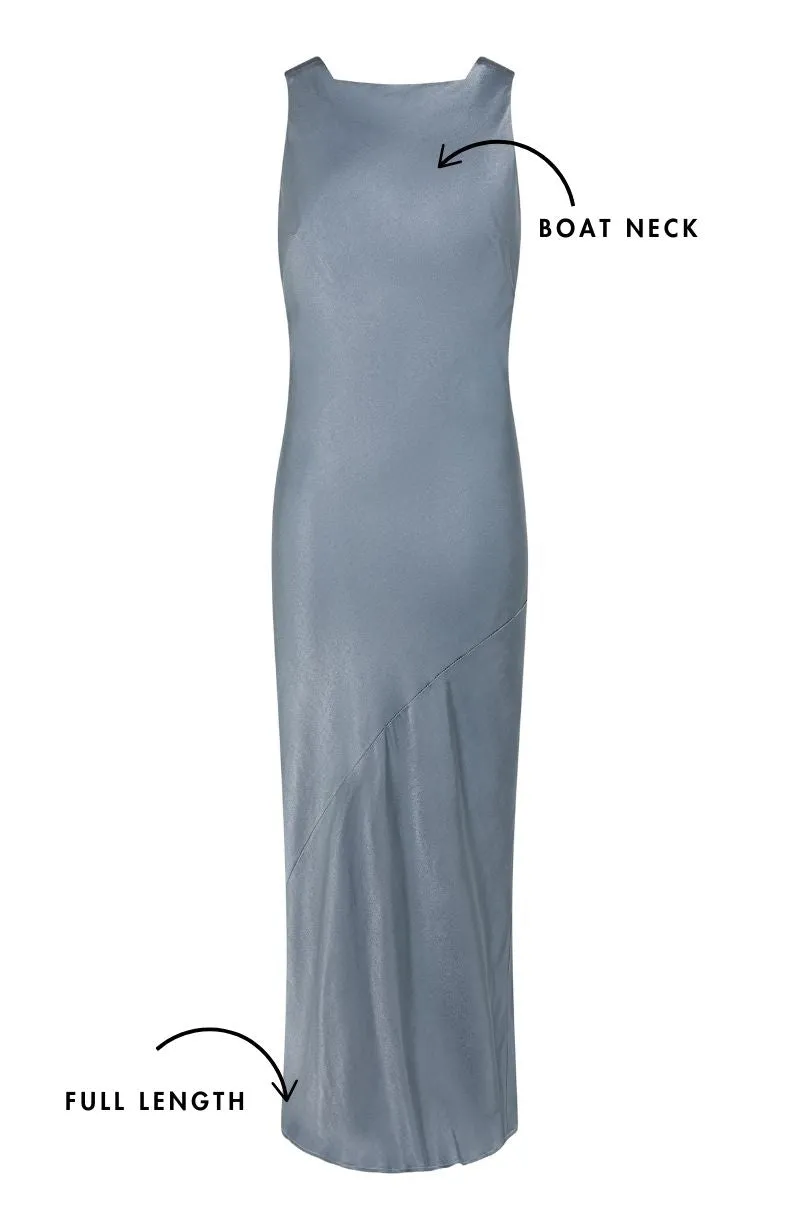 Paris Dress in Pale Blue Satin