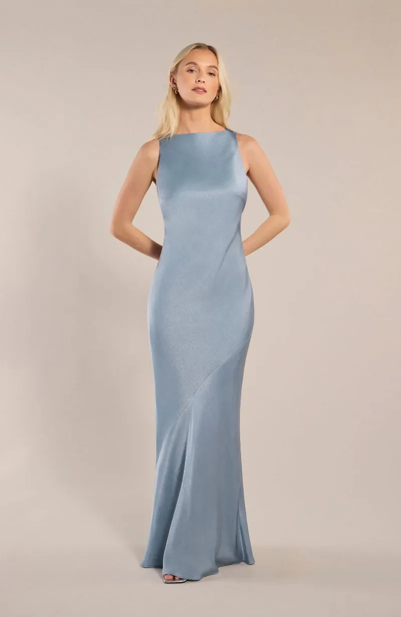 Paris Dress in Pale Blue Satin