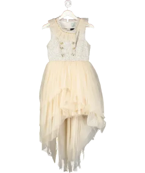 Petite Maison Nude Fira Tweed And Tulle Layered Mom Dress UK XS