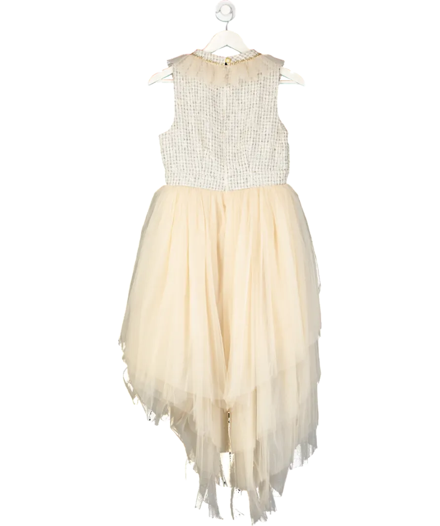 Petite Maison Nude Fira Tweed And Tulle Layered Mom Dress UK XS