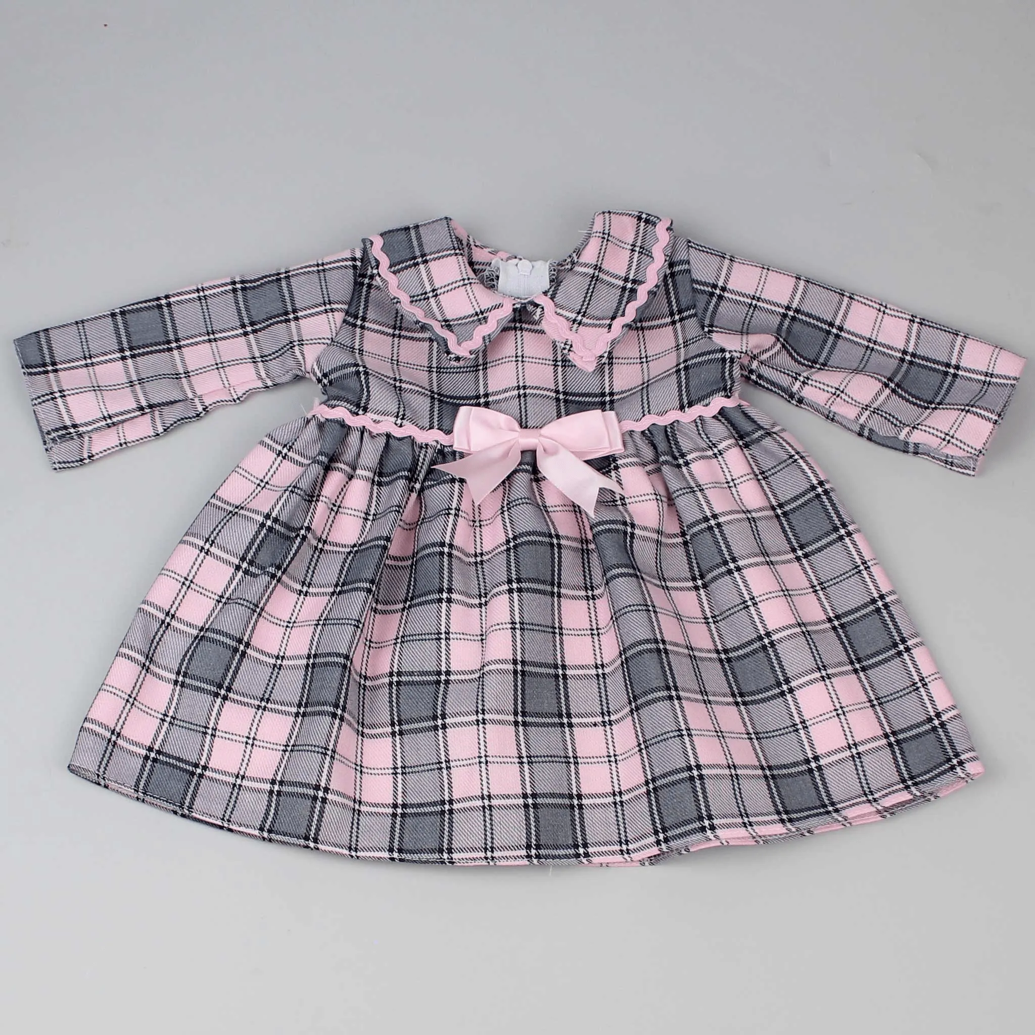 Pink Tartan Dress with Long Sleeves