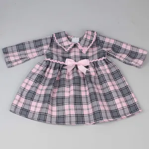 Pink Tartan Dress with Long Sleeves