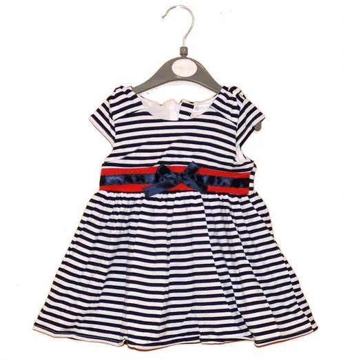 Pitter Patter Navy & White Striped Dress