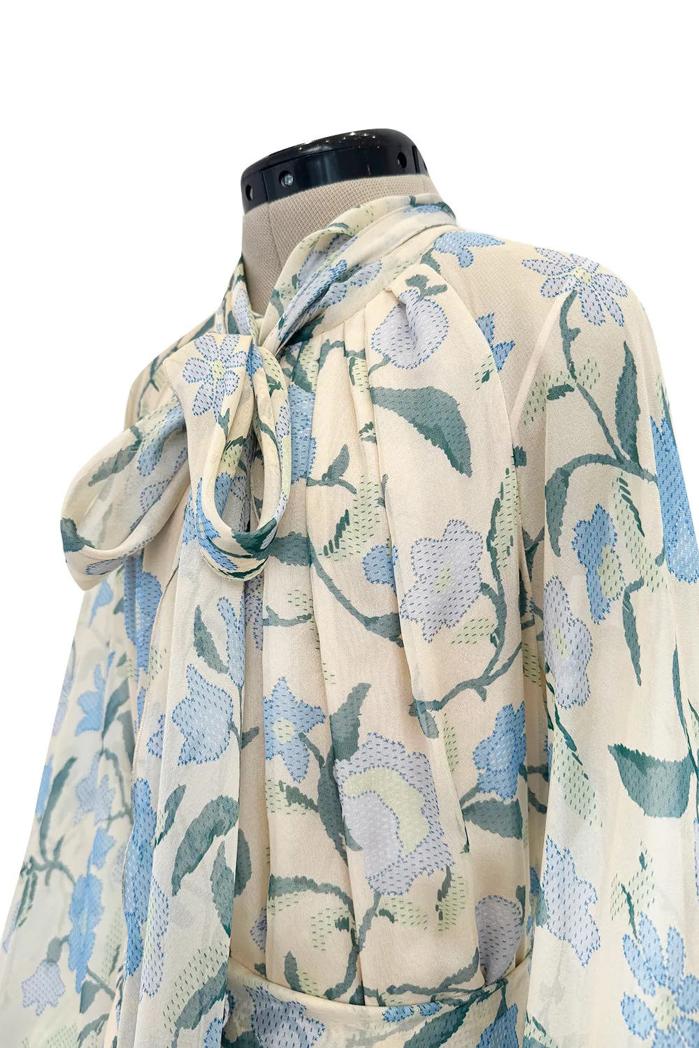 Prettiest Resort 2020 Luisa Beccaria Runway Look 24 Blue & Ivory Silk Chiffon Dress
