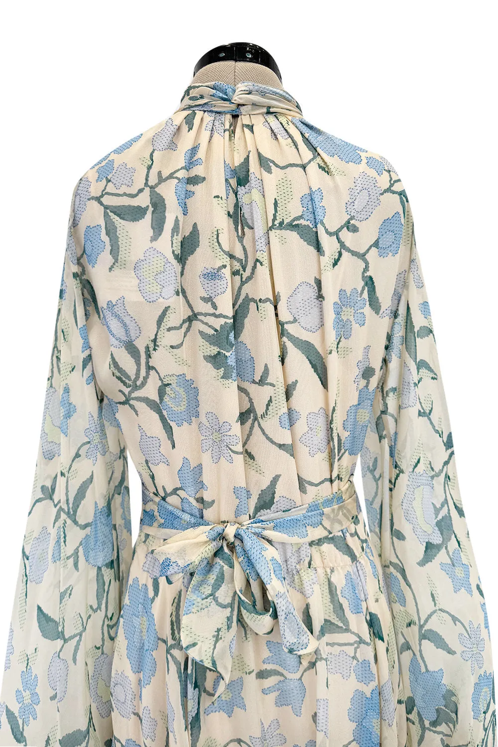 Prettiest Resort 2020 Luisa Beccaria Runway Look 24 Blue & Ivory Silk Chiffon Dress