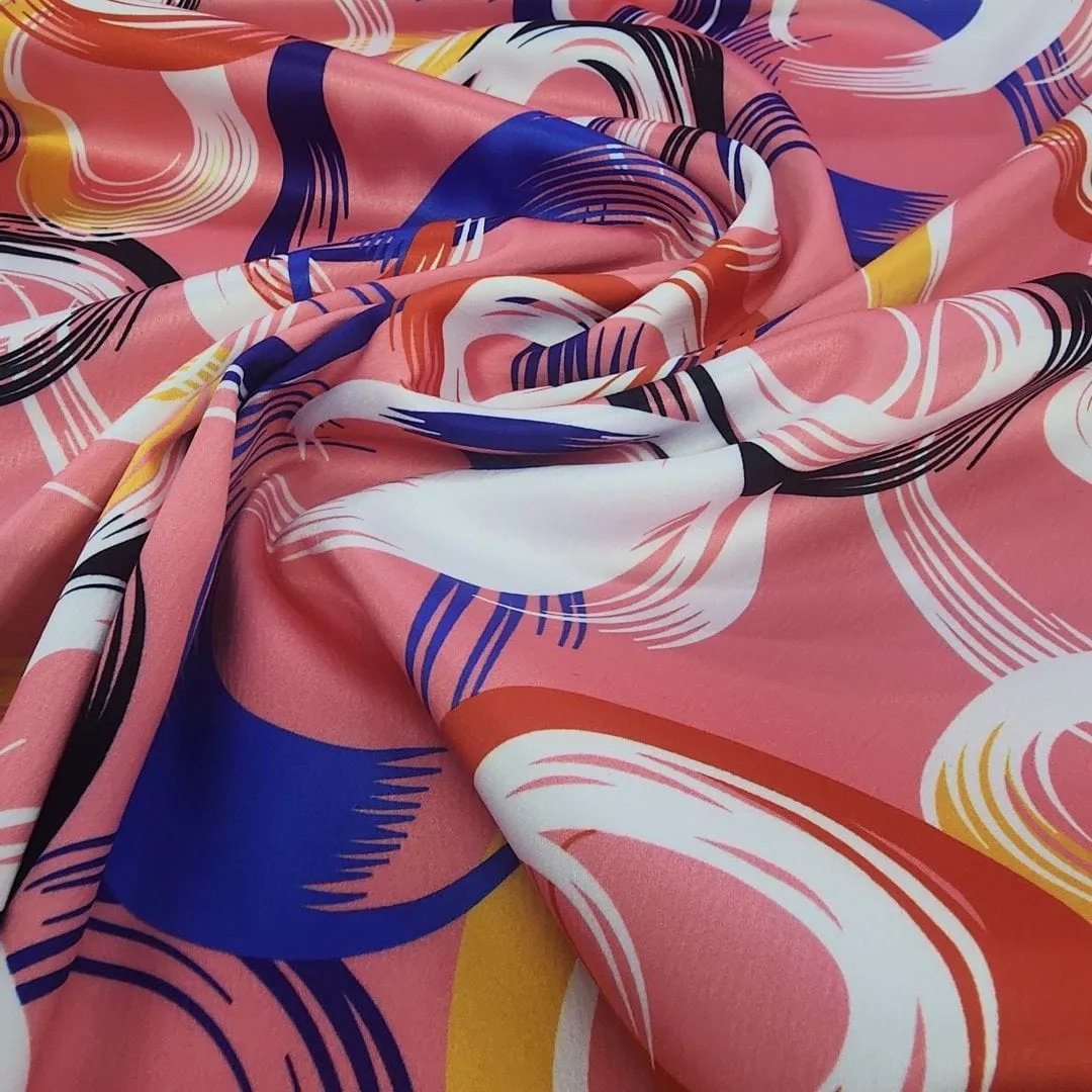 Printed Milano Satin  Fabric Coral 150 cm