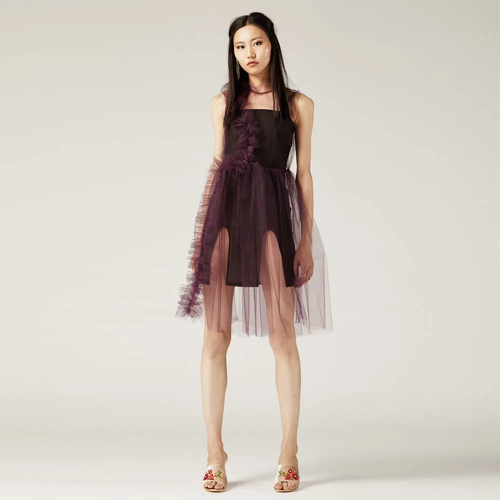 Purple Tulle Dress with Mesh Slip