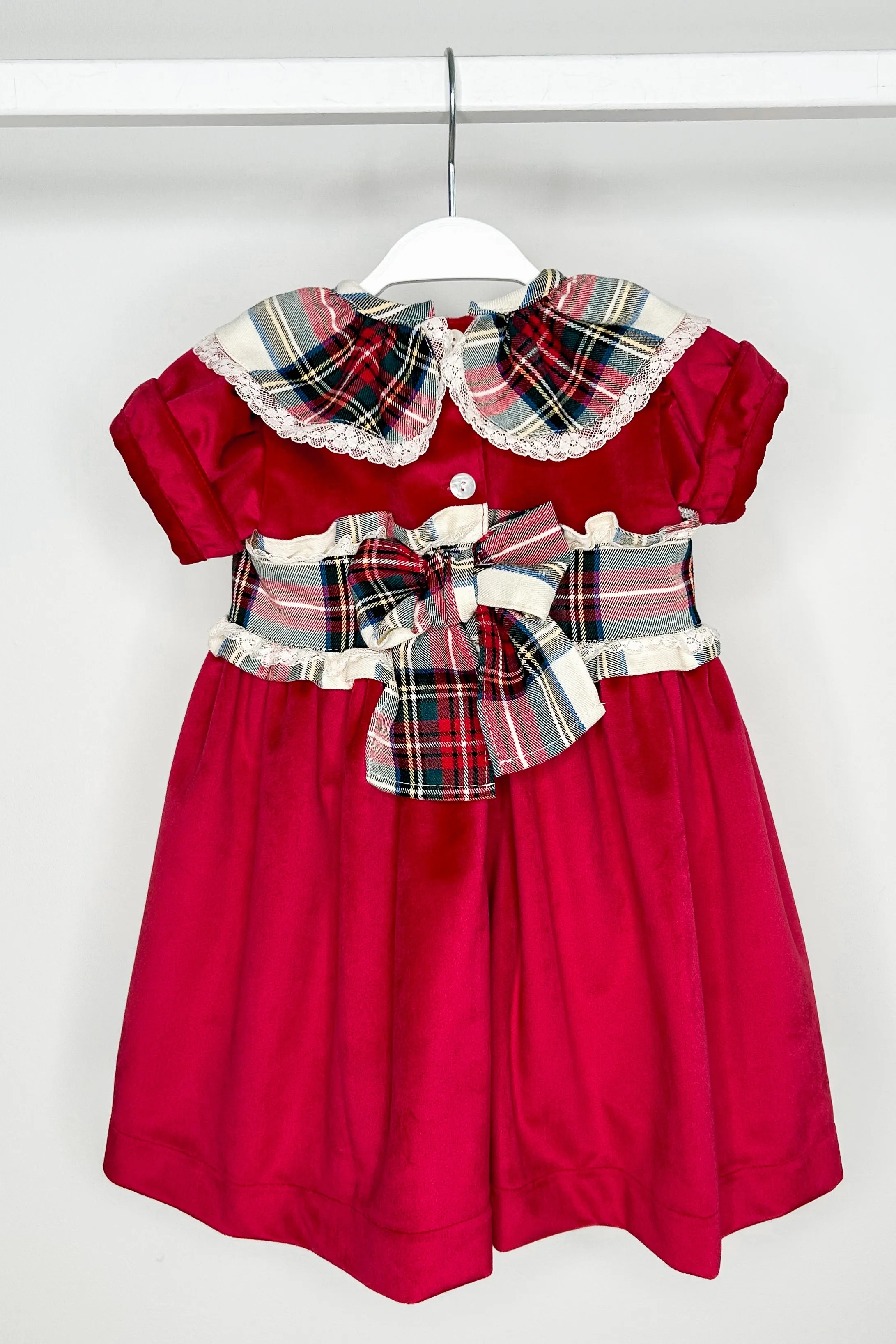 "Clementine" Red Velvet Tartan Dress