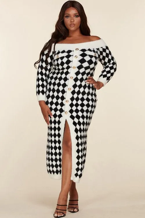 "ROMA" OFF SHOULDER BODYCON DRESS (PLUS SIZE)
