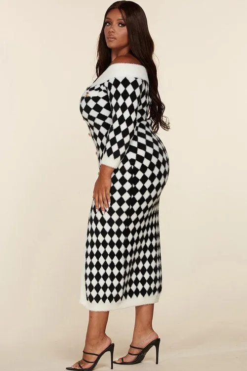 "ROMA" OFF SHOULDER BODYCON DRESS (PLUS SIZE)