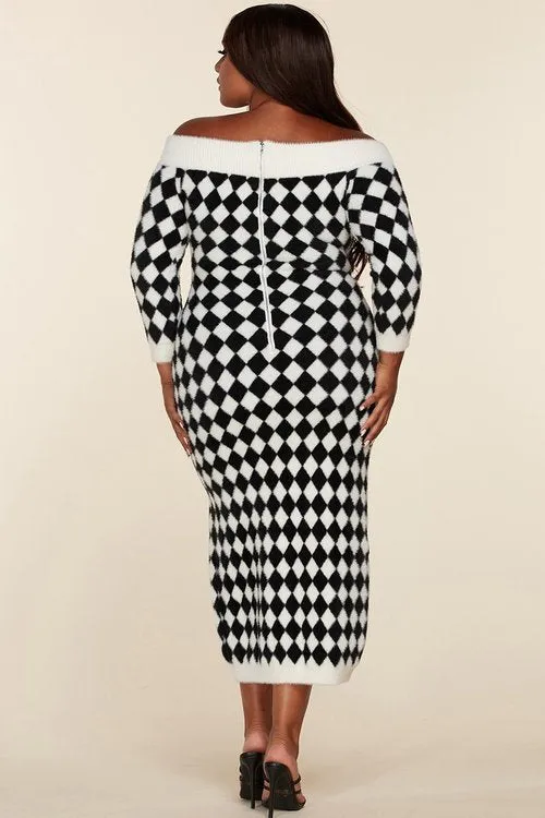 "ROMA" OFF SHOULDER BODYCON DRESS (PLUS SIZE)