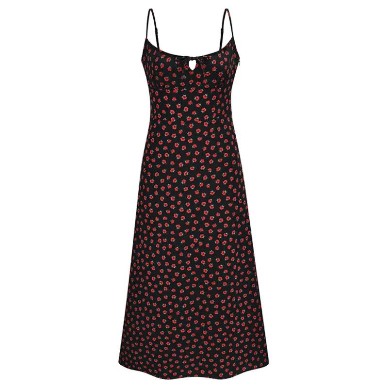"ROSE PRINT BLACK SLIP" DRESS UB2392