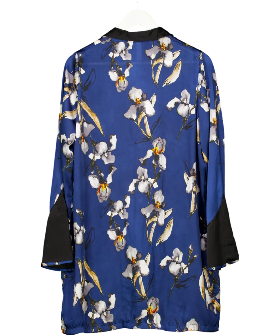 Rat & Boa Blue Silk Orchid Print Wrap Dress UK S