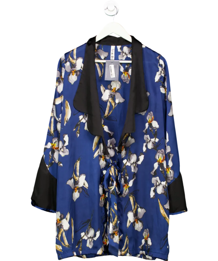 Rat & Boa Blue Silk Orchid Print Wrap Dress UK S