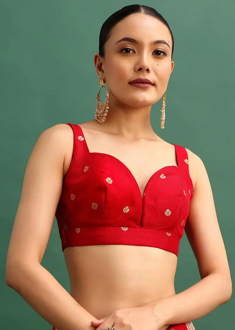 Red Dola Silk Woven Saree With Zari Work