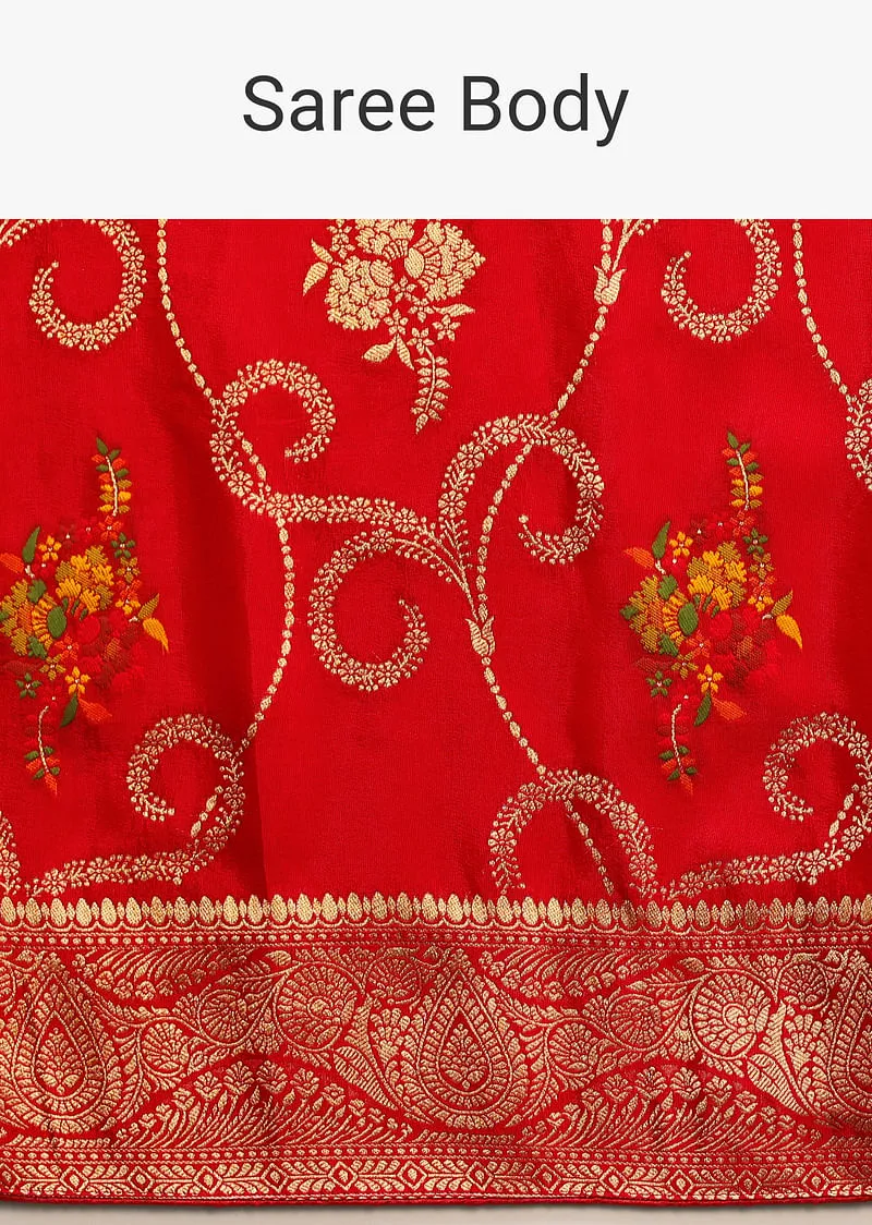 Red Dola Silk Woven Saree With Zari Work