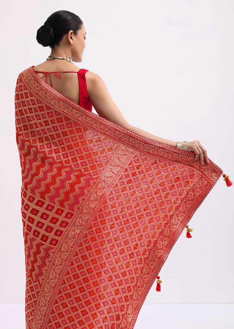 Red Woven Georgette Saree