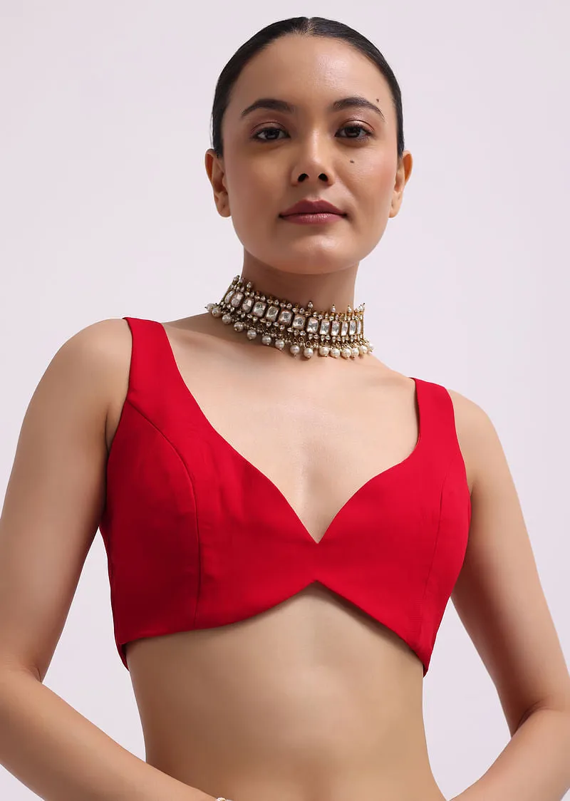 Red Woven Georgette Saree