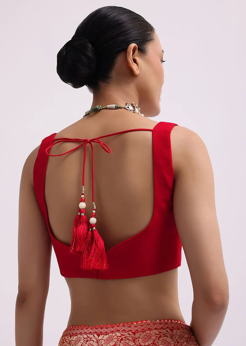 Red Woven Georgette Saree