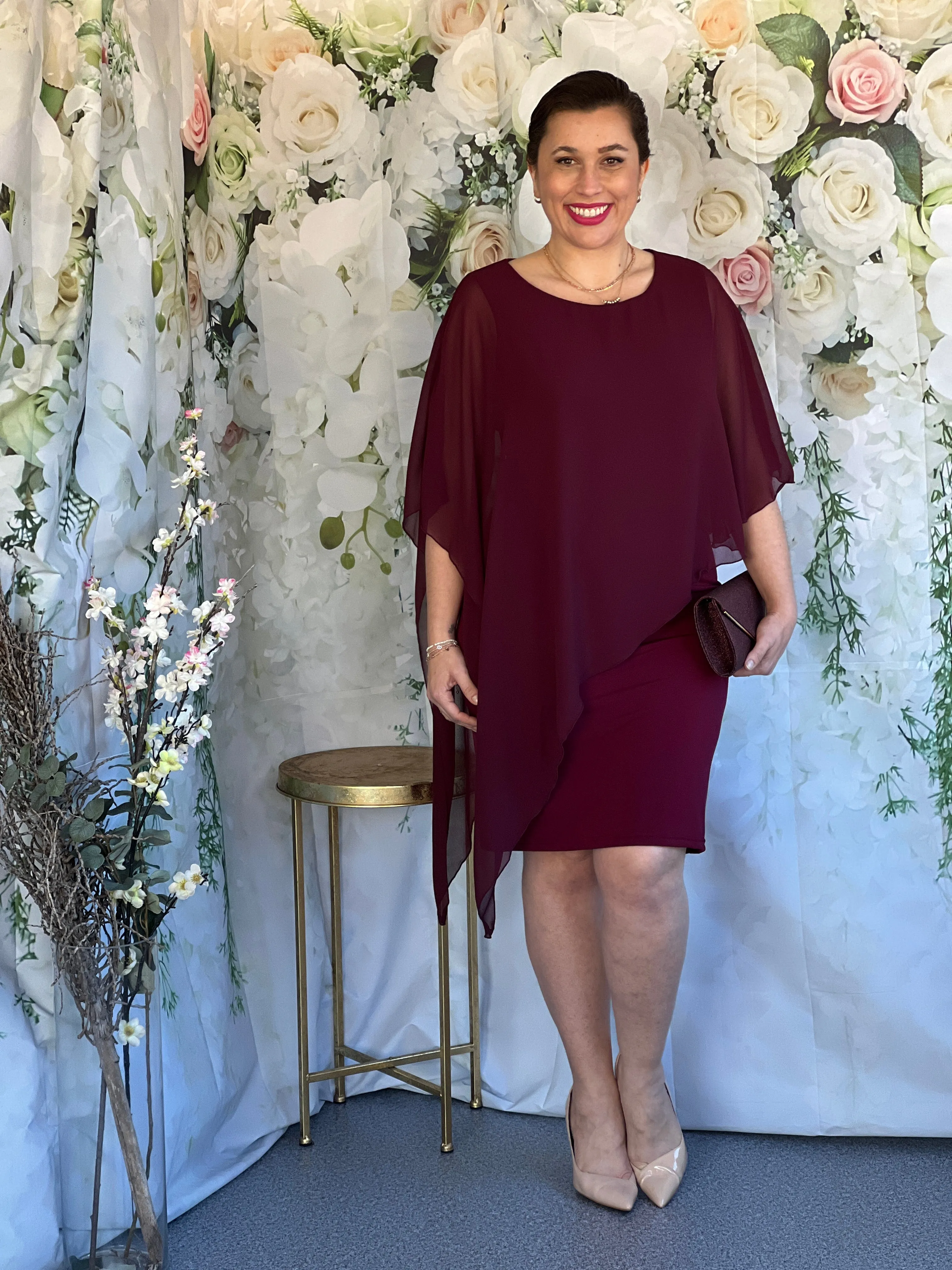 Renta Burgundy Event Dress