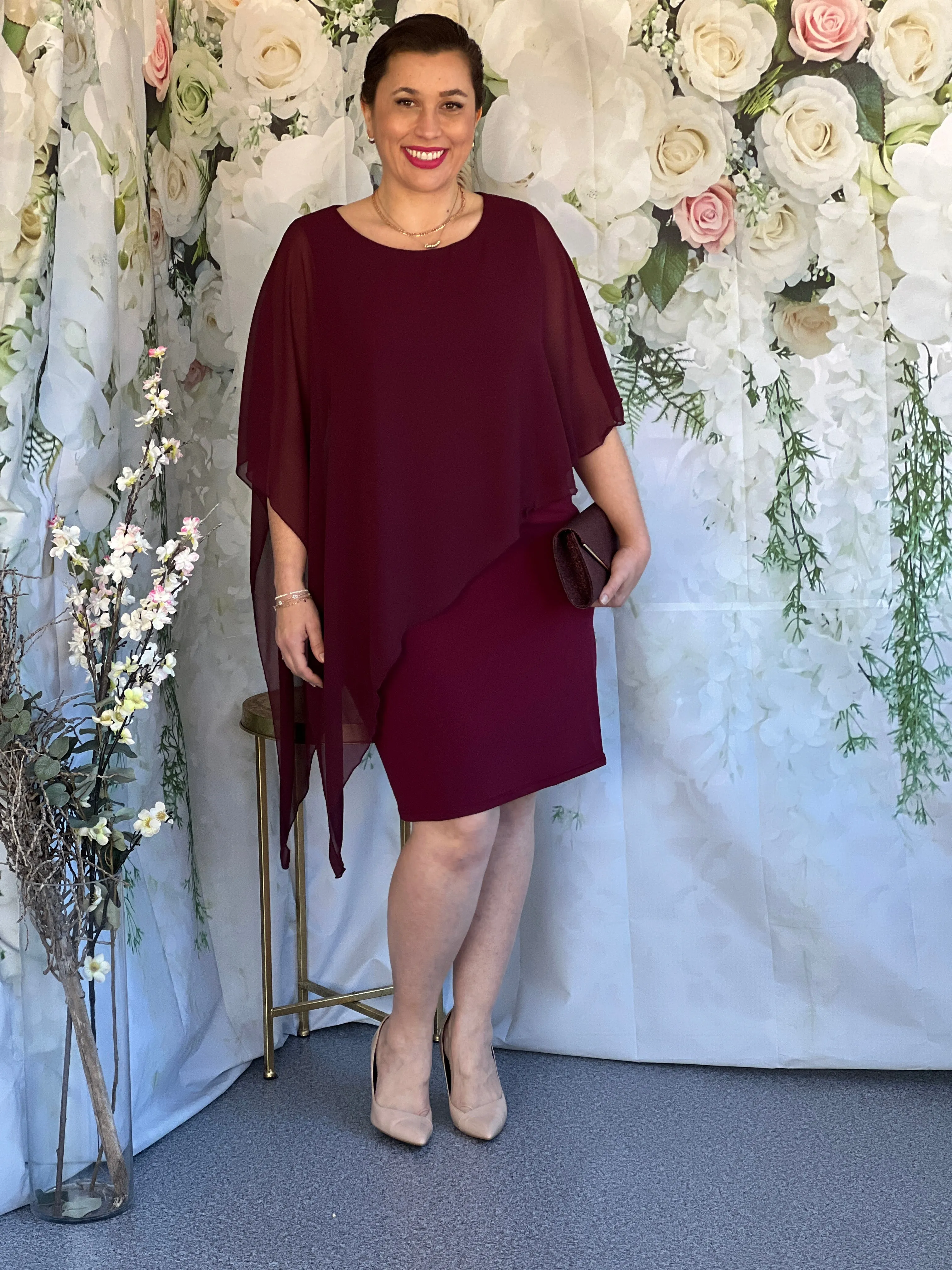 Renta Burgundy Event Dress