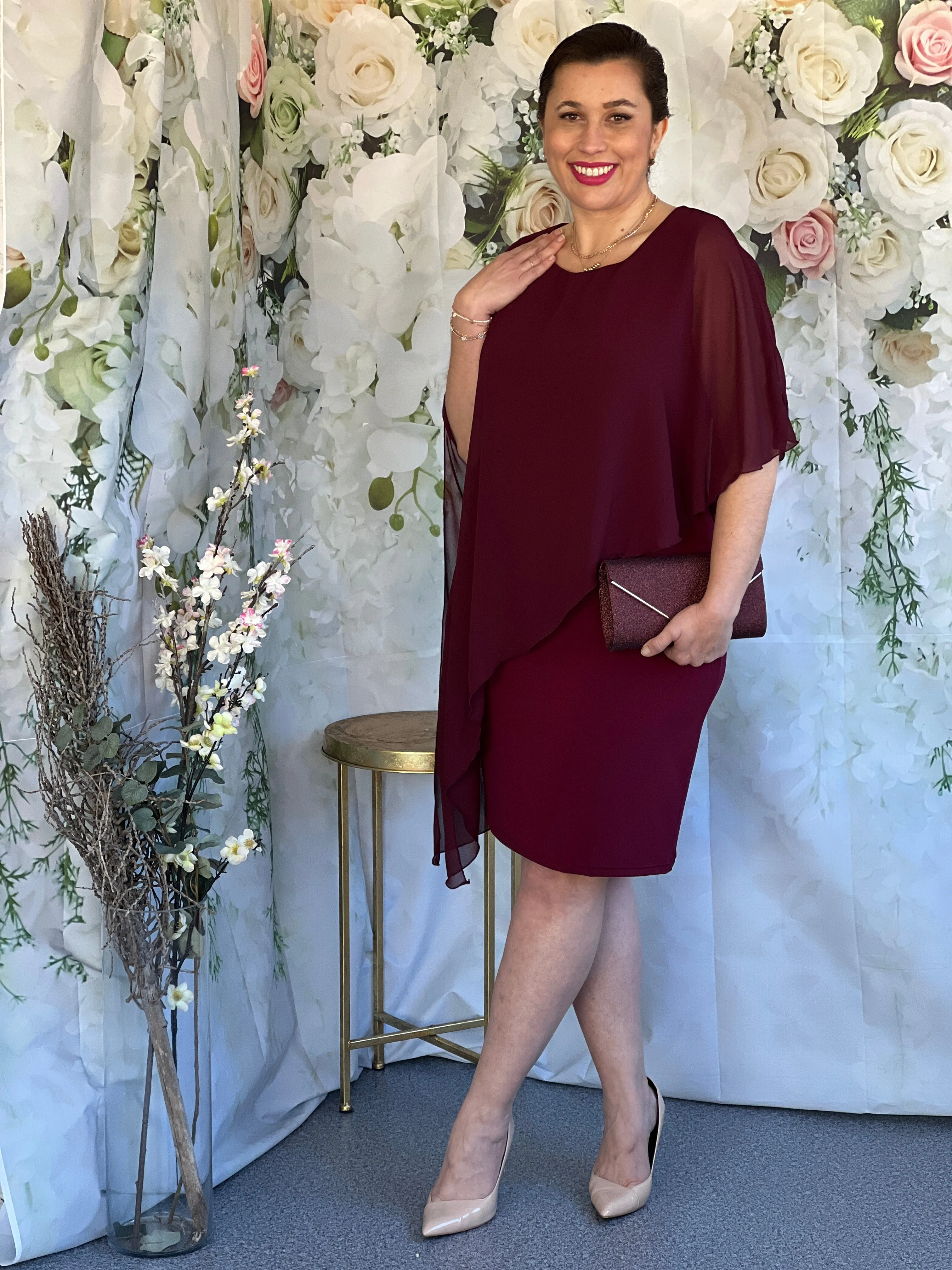 Renta Burgundy Event Dress