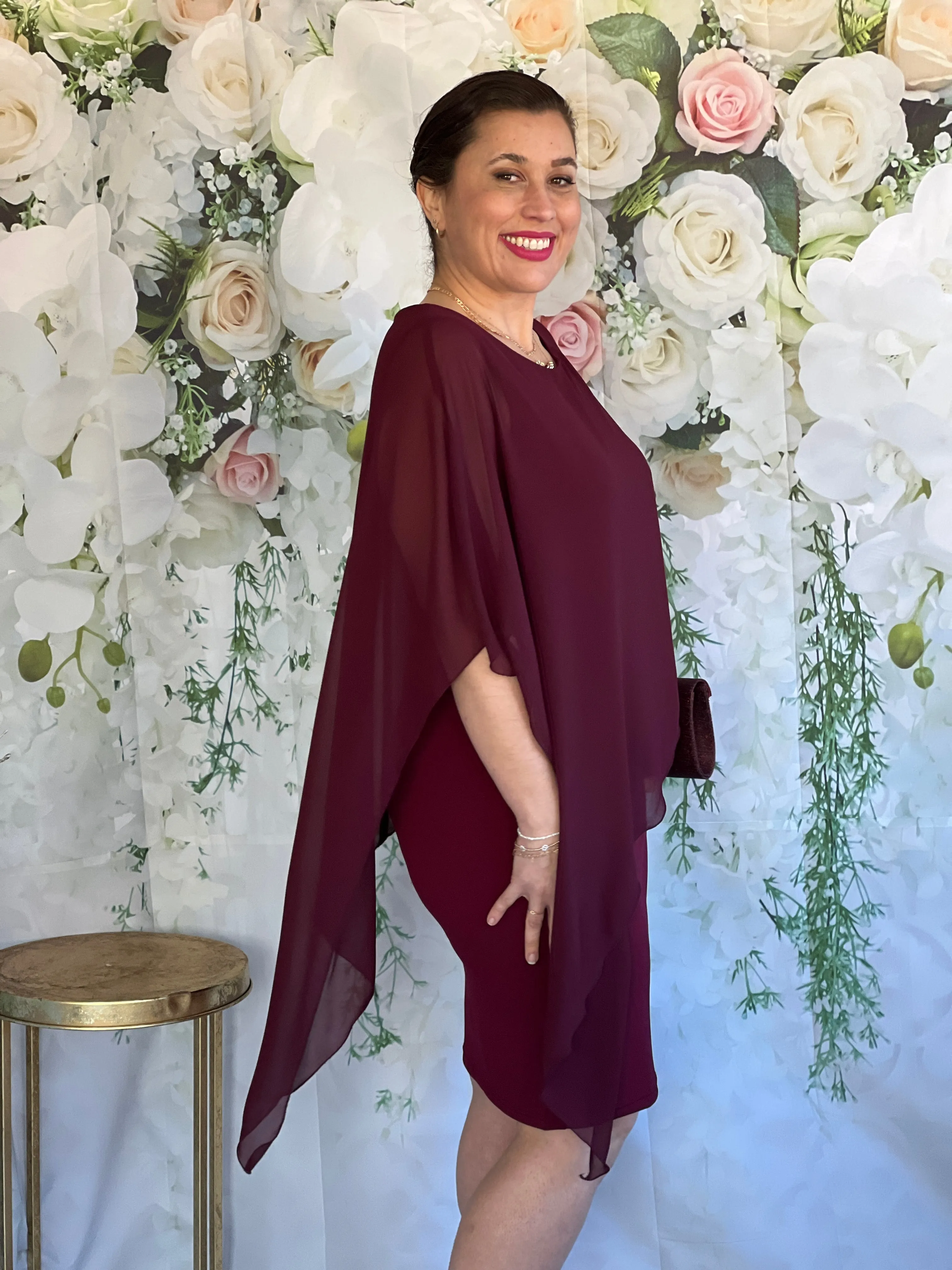 Renta Burgundy Event Dress