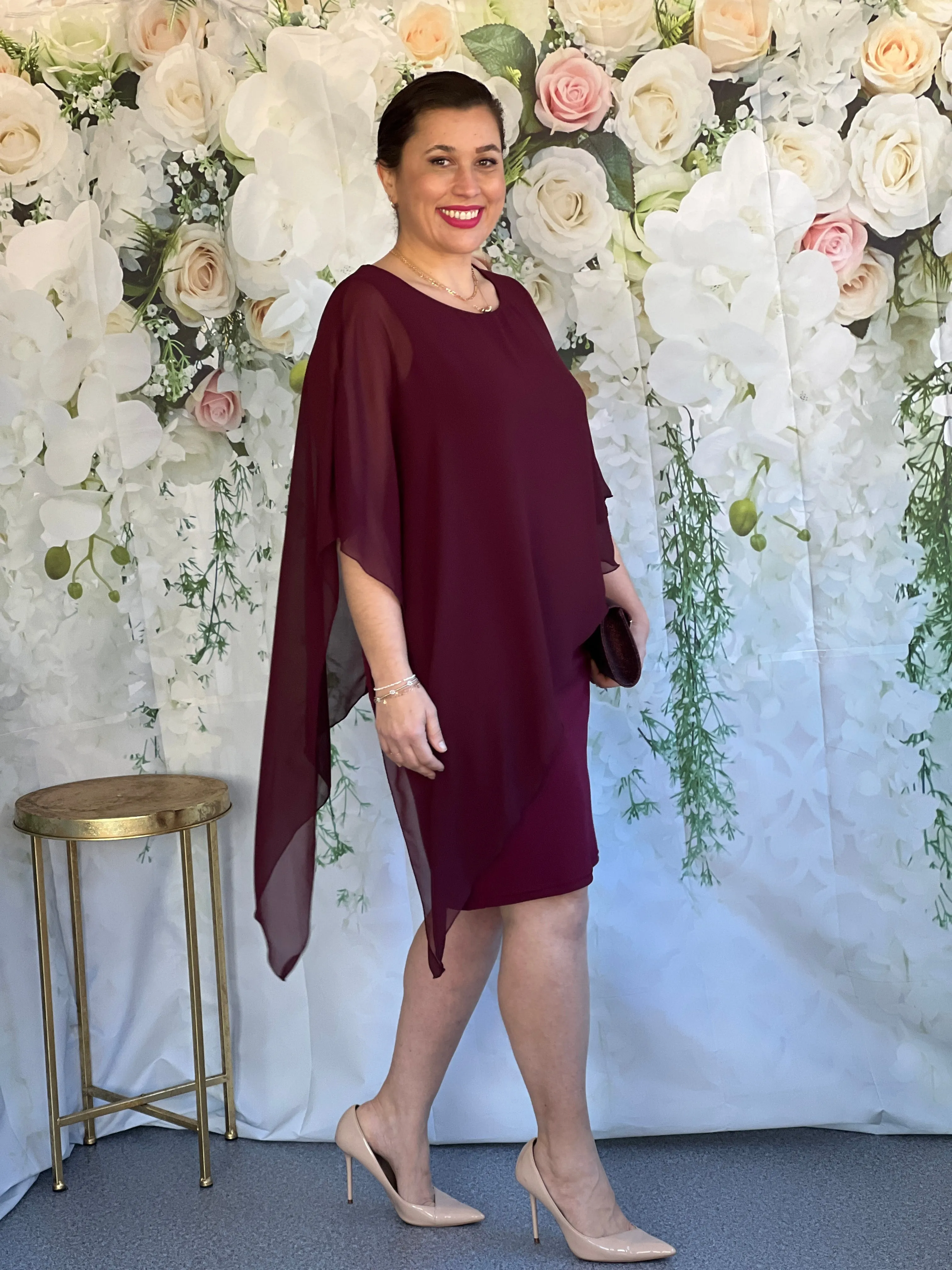 Renta Burgundy Event Dress