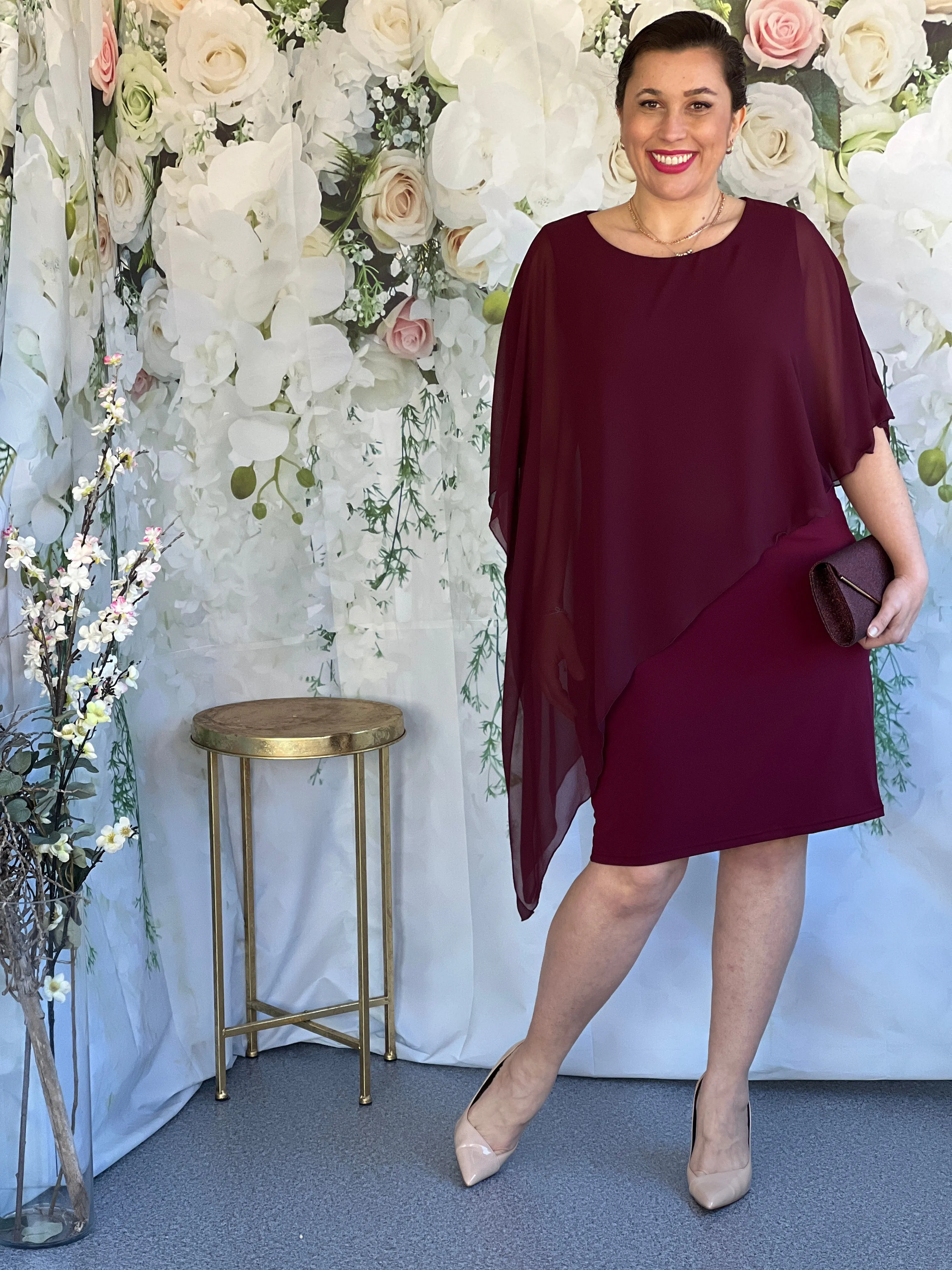 Renta Burgundy Event Dress