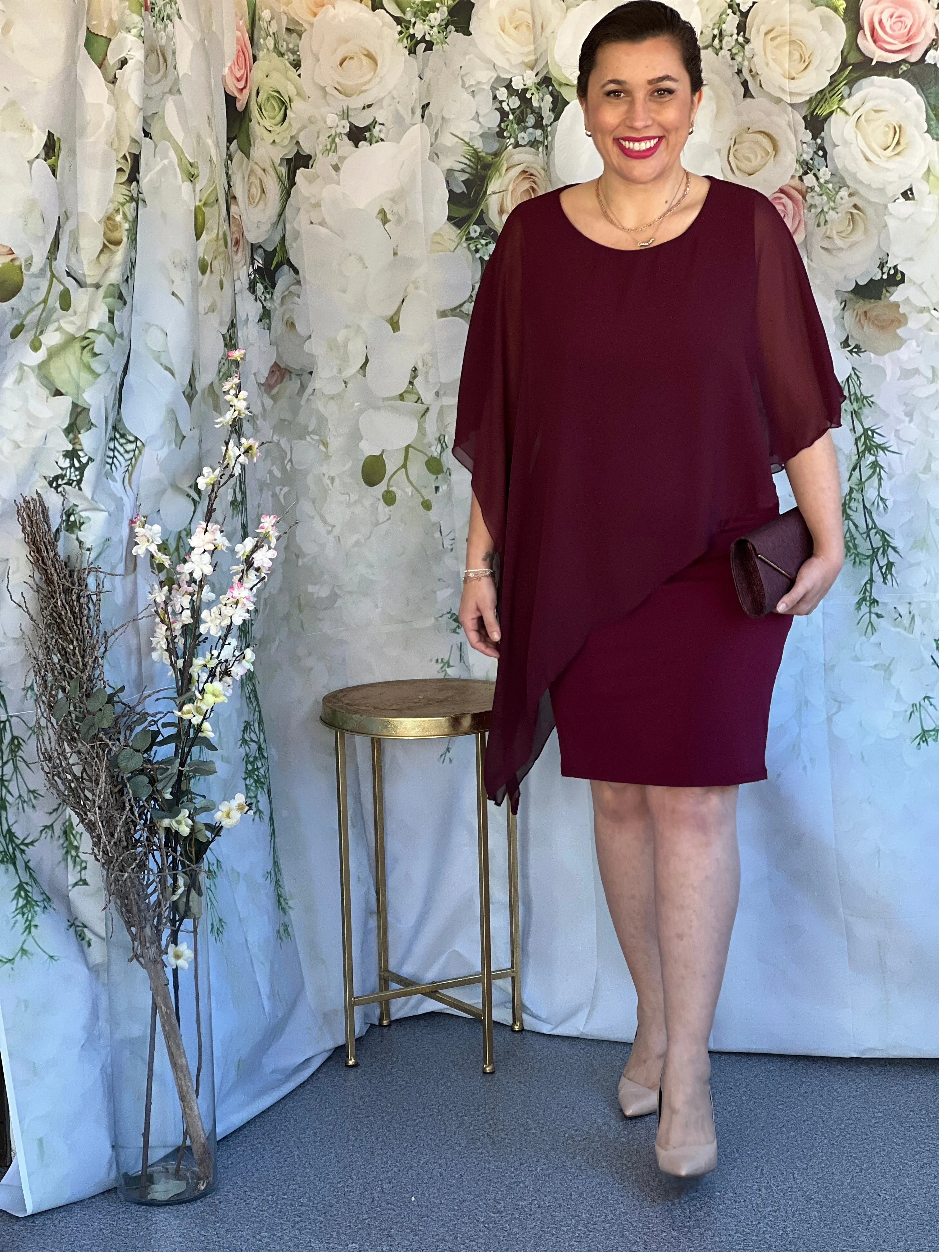 Renta Burgundy Event Dress