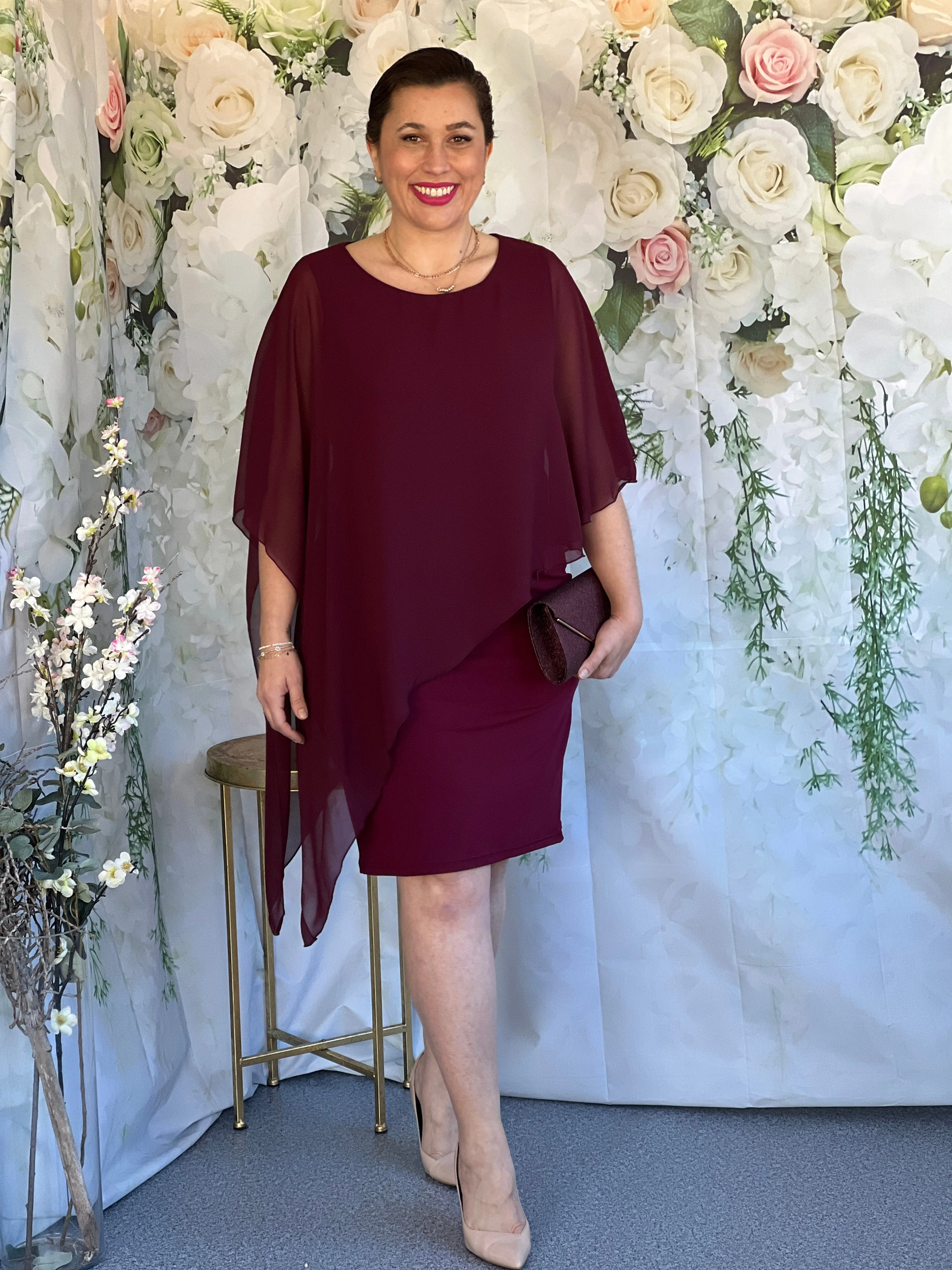 Renta Burgundy Event Dress