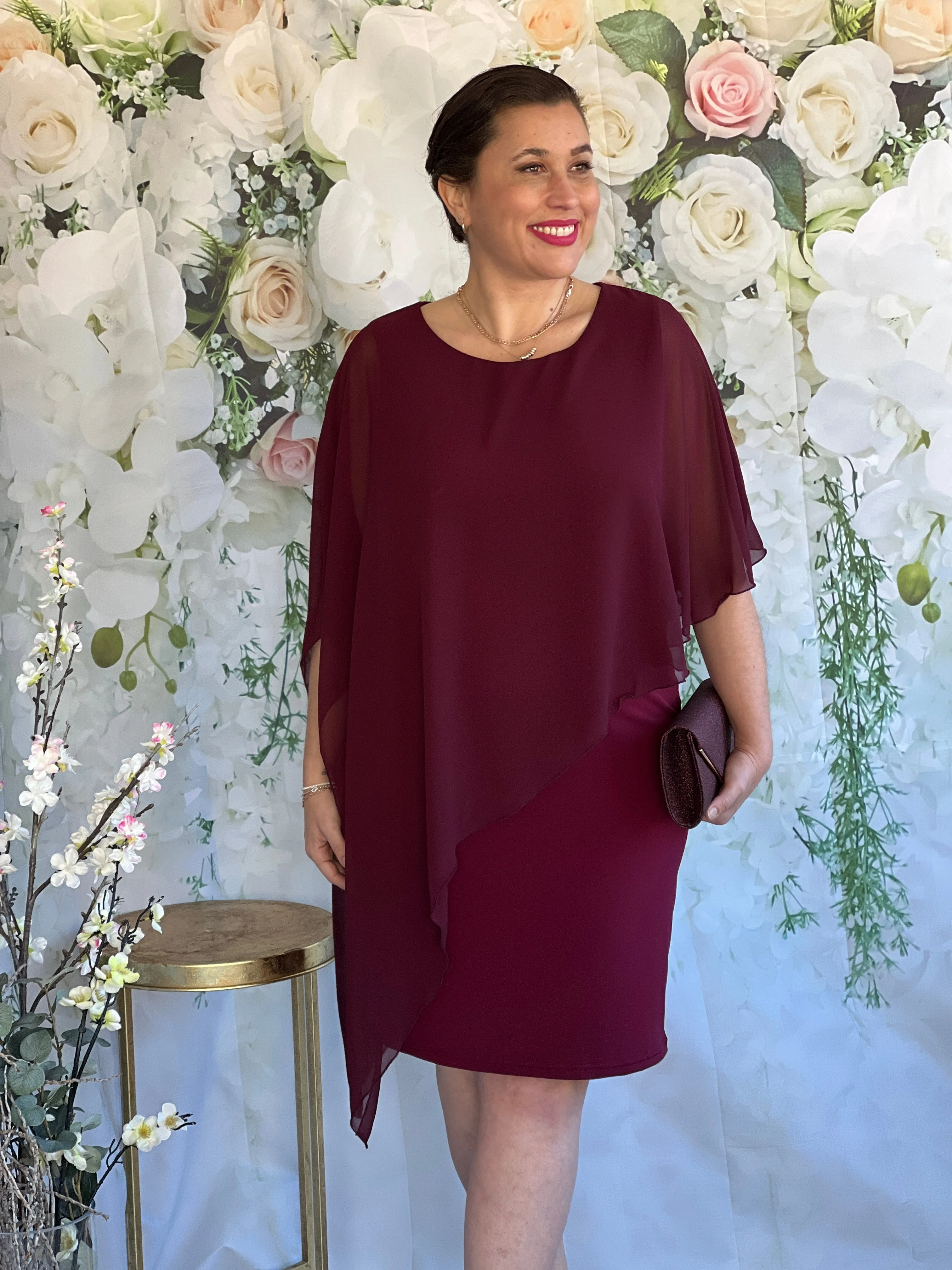 Renta Burgundy Event Dress