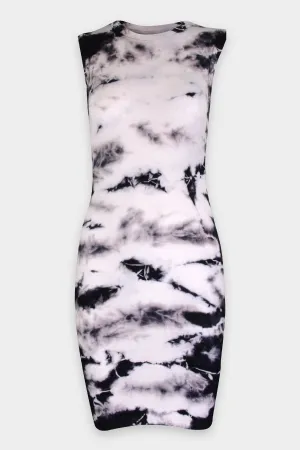 Rib Sleeveless Mini Dress in Phantomoin