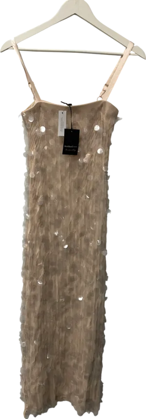 River Island Petite Cream Sequin Slip Dress UK 6