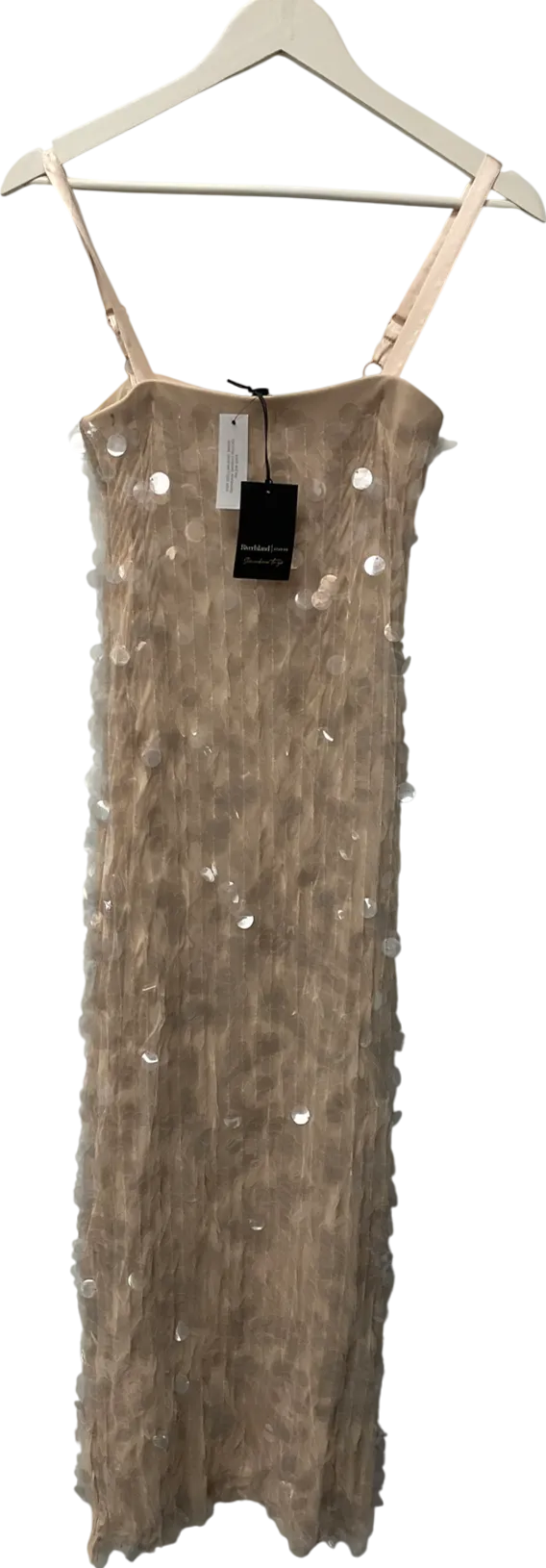 River Island Petite Cream Sequin Slip Dress UK 6