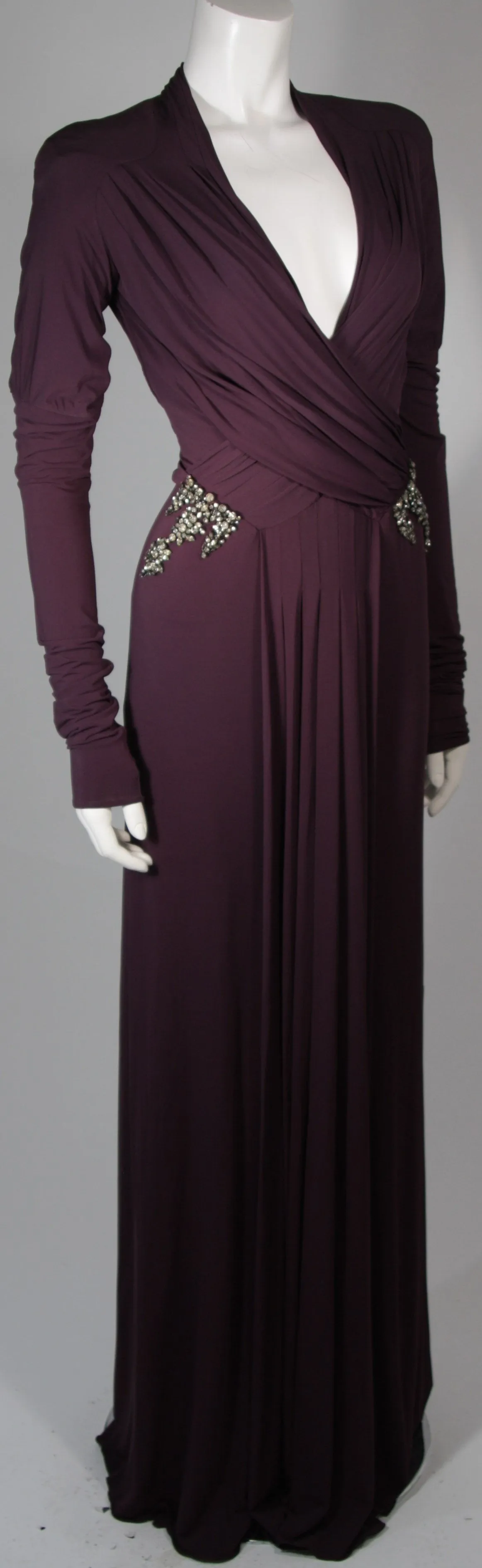 ROBERTO CAVALLI Purple Silk Jersey Gown Size 40
