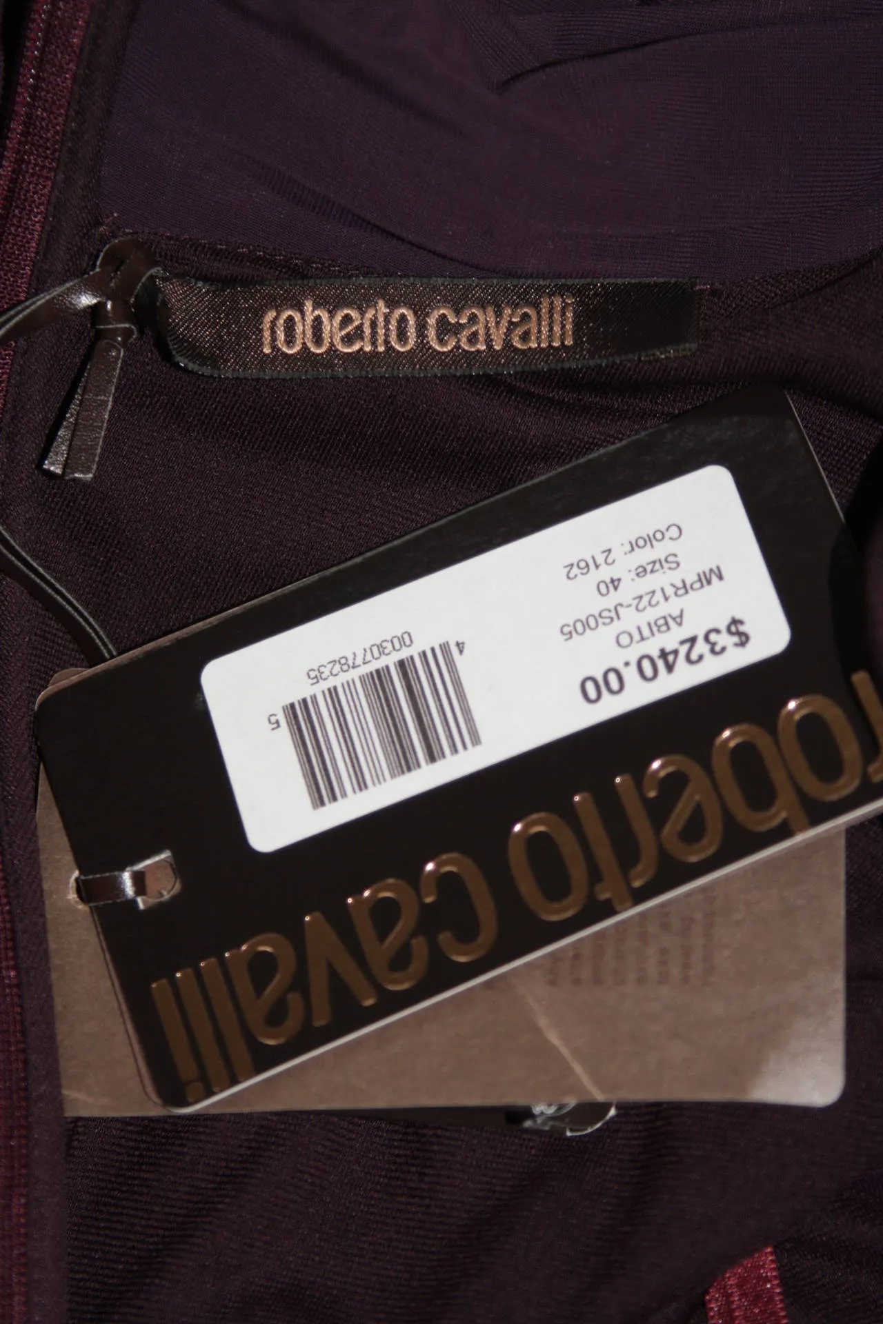 ROBERTO CAVALLI Purple Silk Jersey Gown Size 40